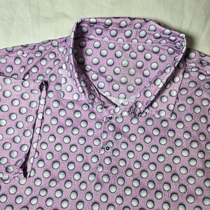 SAMERM Polo‎ Golf Shirt Short Sleeve Print Performance 3XL Lilac Golf Ball Print